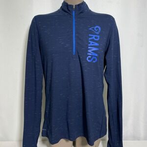 Los Angeles Rams NFL Nike Dri-FIT Blue Quarter Zip Long Sleeve Top Women's LARGE